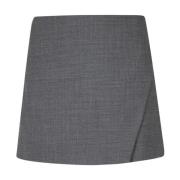 Ottod'Ame Asymmetrisk Ullblandning Gonna-Pantalone Shorts Gray, Dam