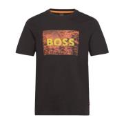 Hugo Boss Byggnad Tryck Herr Tee Black, Herr