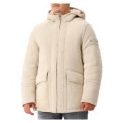 Stone Island Beige Läder Fårskinn Huva Jacka Beige, Herr