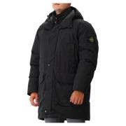 Stone Island Svart Lång Dunparka Micro Twill Black, Herr