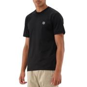 Stone Island Svart Logo Tee Essentiell Bomull Black, Herr