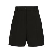 Dolce & Gabbana Högmidjade svarta ullblandnings shorts Black, Dam