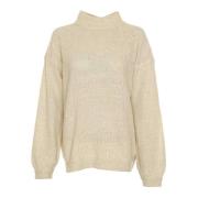 American Vintage Mysig Stickad Tröja med Turtleneck Beige, Dam