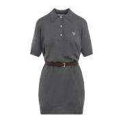 Prada Blå Polo Krage Klänning Gray, Dam