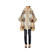 Liu Jo Beige Fransig Poncho Jacka Trendig Mångsidig Beige, Dam