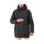 Nobis Svart Parka med Olika Tyger Black, Herr