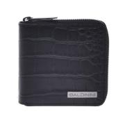 Baldinini Wallet with zip in black leather with crocodile print Black,...