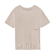 Hinnominate Damens Oversized Modal T-shirt med Logotyptryck Beige, Dam