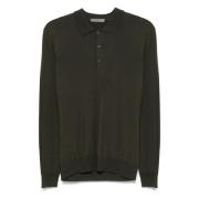 Corneliani Ull Polo Skjorta 3-Knapp Made in Italy Green, Herr