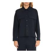 Max Mara Weekend Virka Oversize Blus med Fickor Blue, Dam