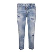 Dsquared2 Slitna Korta Jeans Blue, Dam