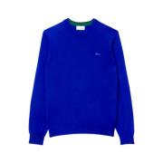 Lacoste Blå Merinoull Rund Hals Tröja Blue, Herr