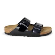 Birkenstock Svarta lädersandaler med spänne Black, Dam