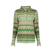 Geisha Zigzagmönstrad Blus med Guld Lurex Multicolor, Dam