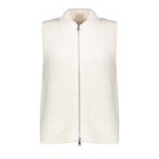 Geisha Stickad Dragkedja Gilet White, Dam