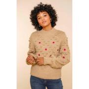 Geisha Stickad Pullover med prickar och blommor Beige, Dam