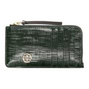 Tory Burch Evergreen Crosshatched Korthållare Green, Dam