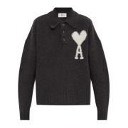 Ami Paris Polo sweater Gray, Dam