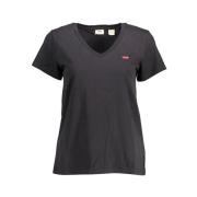 Levi's Stiligt Bomull V-ringad T-shirt med Logo Black, Dam