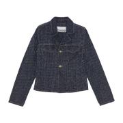 Ganni Mjuk Denim Blazer Blue, Dam