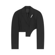 Heliot Emil Svart Kort Blazer med Asymmetrisk Hem Black, Dam