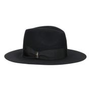 Borsalino Fin ullfilt hatt med grosgrain Black, Dam