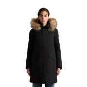 Woolrich Modern Parka med Avtagbar Huva Black, Dam