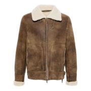 Salvatore Santoro Brun Shearling Dragkedja Kappa Brown, Herr