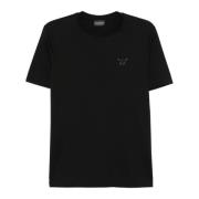 Emporio Armani Svart Bomull Kortärmad T-shirt med Broderad Logotyp Bla...