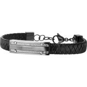 Police Herr Läder Svart Armband 19 cm Reno Pj26046Blu/03 Gray, Herr