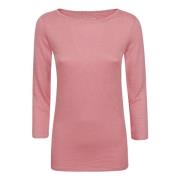 Majestic Filatures Rosa Linne Elastan T-shirts och Polos Pink, Dam