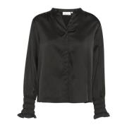 Karen by Simonsen Elegant Smock Detalj Blus Meteorite Black, Dam