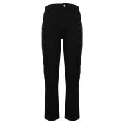 Blugirl Svarta Denim Morotsbyxor med Blommigt Broderi Black, Dam