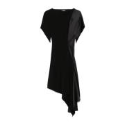 Mugler Svart Asymmetrisk Veckad Klänning Black, Dam