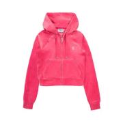 Juicy Couture Velourhoodie med kristallutsmyckningar Pink, Dam