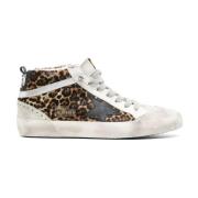 Golden Goose Leopard Print Panel Sneakers Brown, Dam