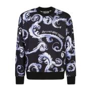 Versace Jeans Couture Barocco Print Crew Neck Sweater Black, Herr