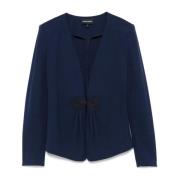 Emporio Armani Blazer med framlucka V-ringning Blue, Dam