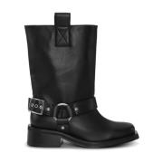 Ganni Svarta ankelboots med spänne detalj Black, Dam