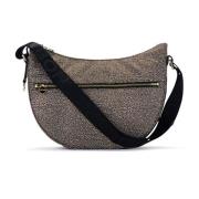 Borbonese Luna Bag Middle Naturlig Nylon Dragkedja Brown, Dam