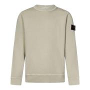 Stone Island Beige Sweatshirt Aw24 Stilren Logo Badge Beige, Herr