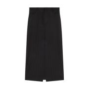 Loulou Studio Ull Pinstripe Långkjol Black, Dam