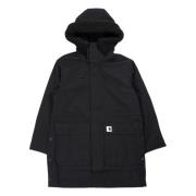 Carhartt Wip Svart Parka med Fleecefodrad Huva Black, Dam