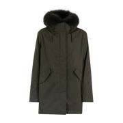 Yves Salomon Grön Melange Päls Parka Green, Dam