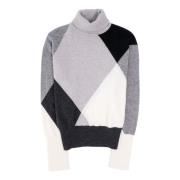 Roberto Collina Lyxig Intarsia Turtleneck Tröja Gray, Herr