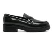 Calvin Klein Svart läder Loafer Flats Black, Dam