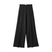 Mar De Margaritas Svarta Wide Leg Byxor Black, Dam