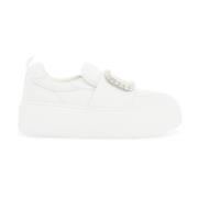 Roger Vivier Kristallspänne Slip-On Sneakers White, Dam