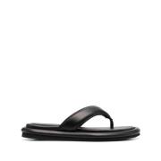 Gia Borghini Svarta Läder Flip-Flops Black, Dam