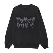 Anine Bing Snygg Print Sweatshirt Tvättad Svart Black, Dam